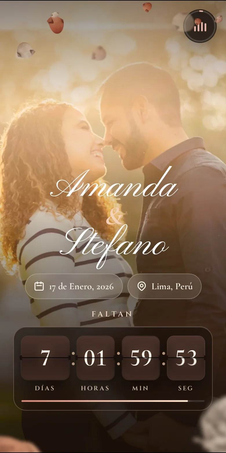 Portada de la invitación de Amanda y Stefano